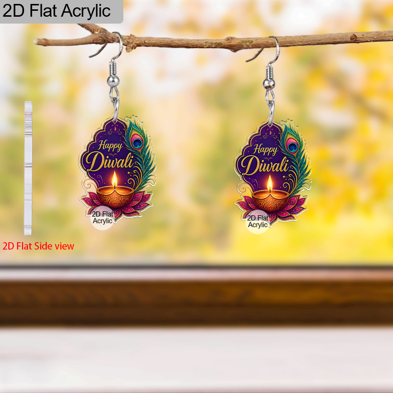 Women's Ethnic Colorful Holiday Themed Peacock Feather Drop Earrings